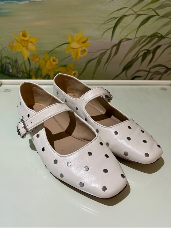 Sam Edelman Shoes - Sam Edelman Michaela Studded Leather White Mary Jane Flats. Size 8.5